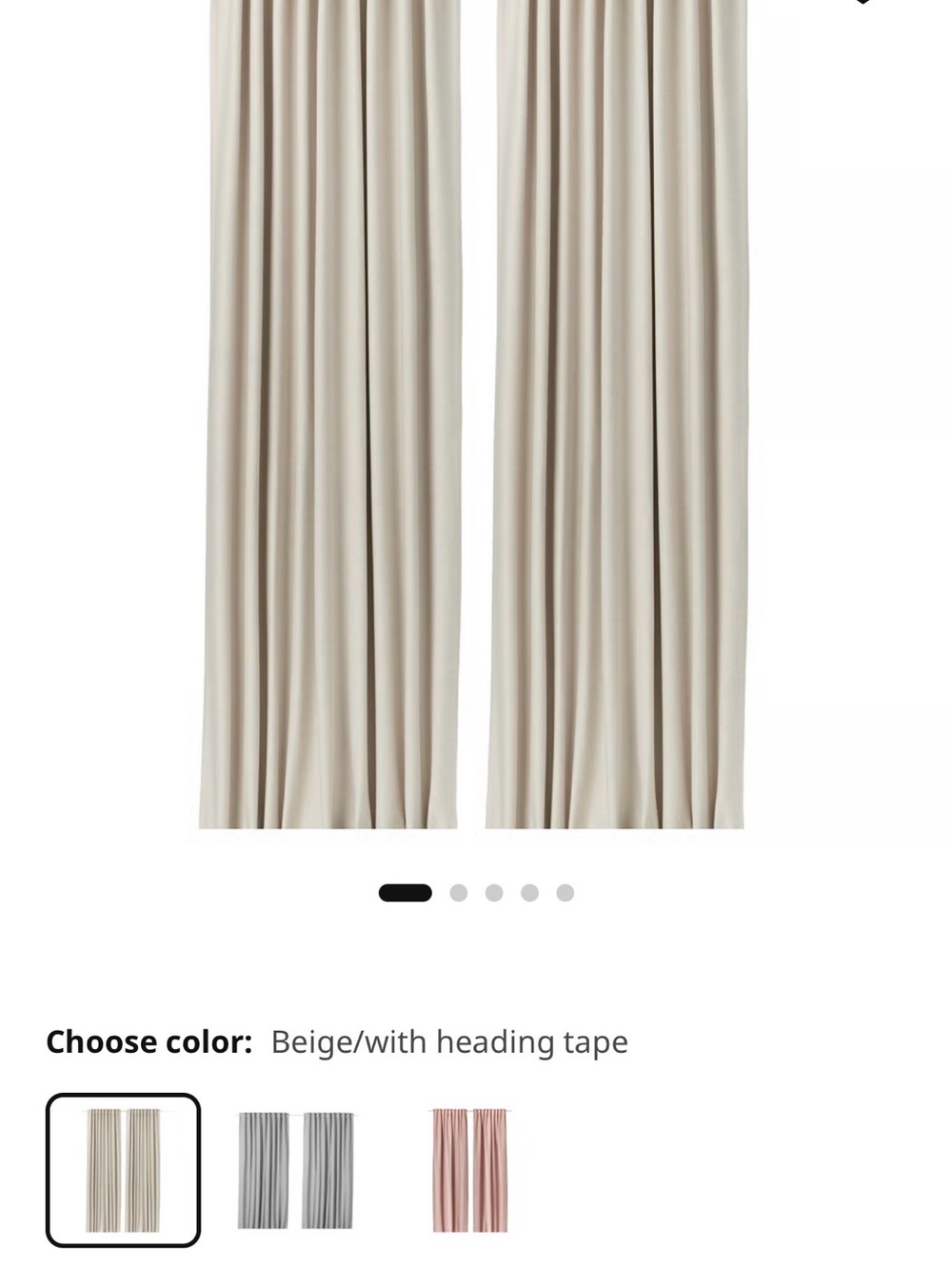 IKEA VILBORG Room Darkening Curtains, Beige